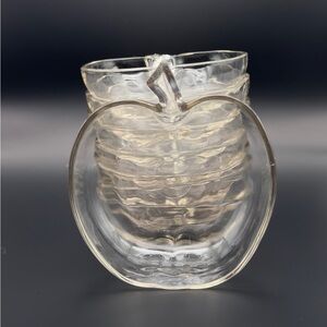 Vintage Set Of 8 Small 5” Apple Shaped Clear Glass Bowls - Dessert Snack Bowls
